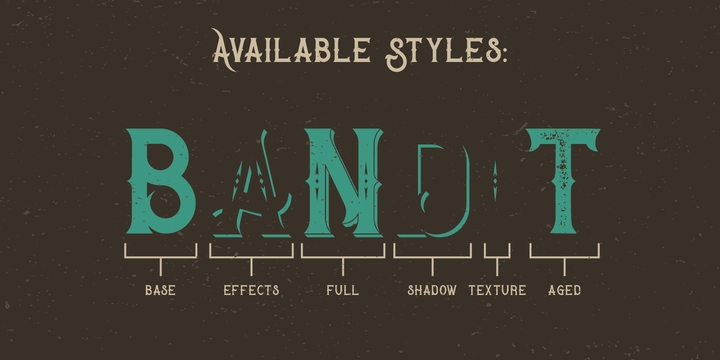 Пример шрифта Bandidas Shadow